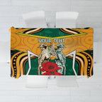 Australia Wallabies Rugby ANZAC Custom Tablecloth Poppy Soldier With Aboriginal Dots Art