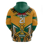 Australia Wallabies Rugby ANZAC Custom Zip Hoodie Poppy Soldier With Aboriginal Dots Art