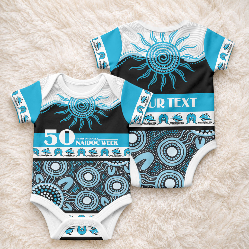 Sharks NAIDOC Week Personalised Baby Onesie Aboriginal Torres Strait Islanders Vibe