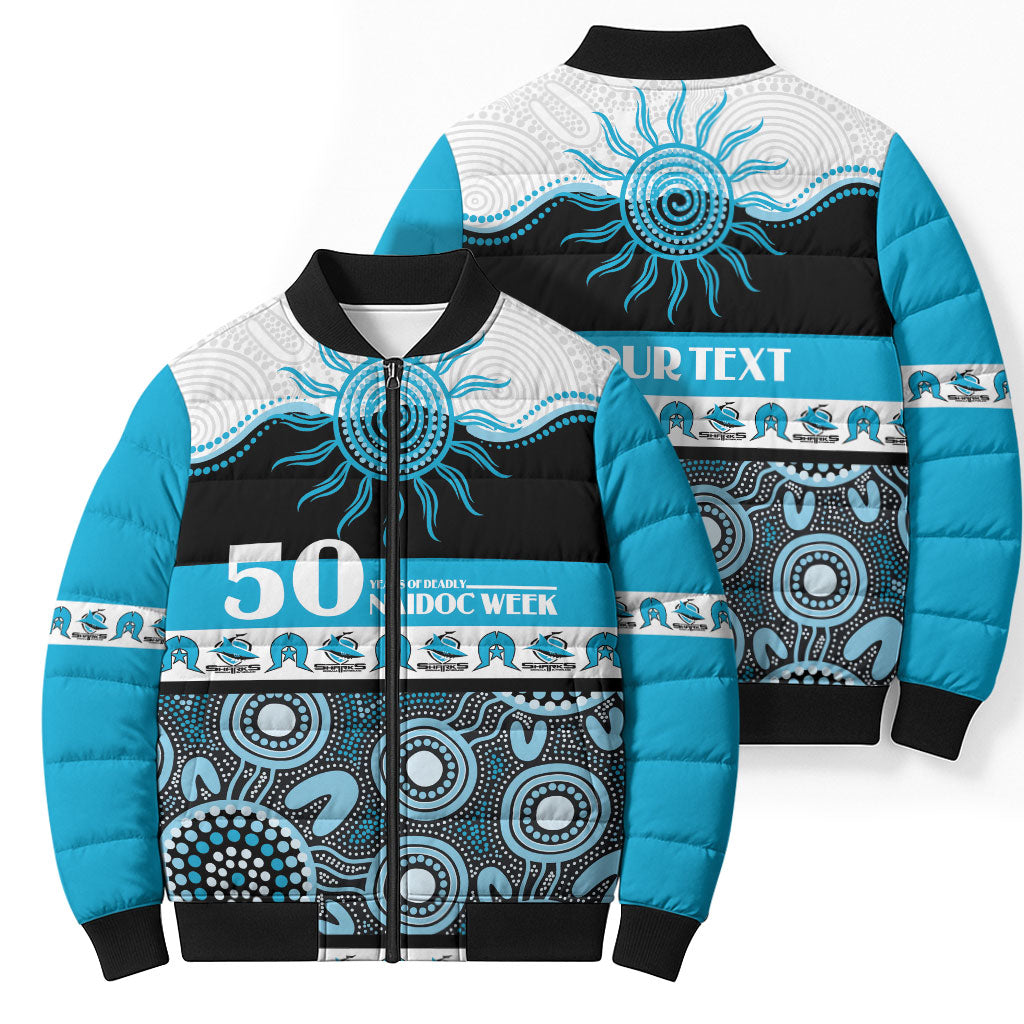Sharks NAIDOC Week Personalised Bomber Puffer Jacket Aboriginal Torres Strait Islanders Vibe