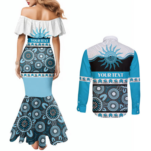 Sharks NAIDOC Week Personalised Couples Matching Mermaid Dress and Long Sleeve Button Shirt Aboriginal Torres Strait Islanders Vibe