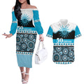 Sharks NAIDOC Week Personalised Couples Matching Off The Shoulder Long Sleeve Dress and Hawaiian Shirt Aboriginal Torres Strait Islanders Vibe