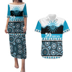 Sharks NAIDOC Week Personalised Couples Matching Puletasi and Hawaiian Shirt Aboriginal Torres Strait Islanders Vibe