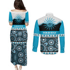 Sharks NAIDOC Week Personalised Couples Matching Puletasi and Long Sleeve Button Shirt Aboriginal Torres Strait Islanders Vibe