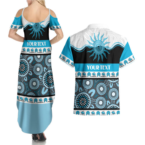Sharks NAIDOC Week Personalised Couples Matching Summer Maxi Dress and Hawaiian Shirt Aboriginal Torres Strait Islanders Vibe