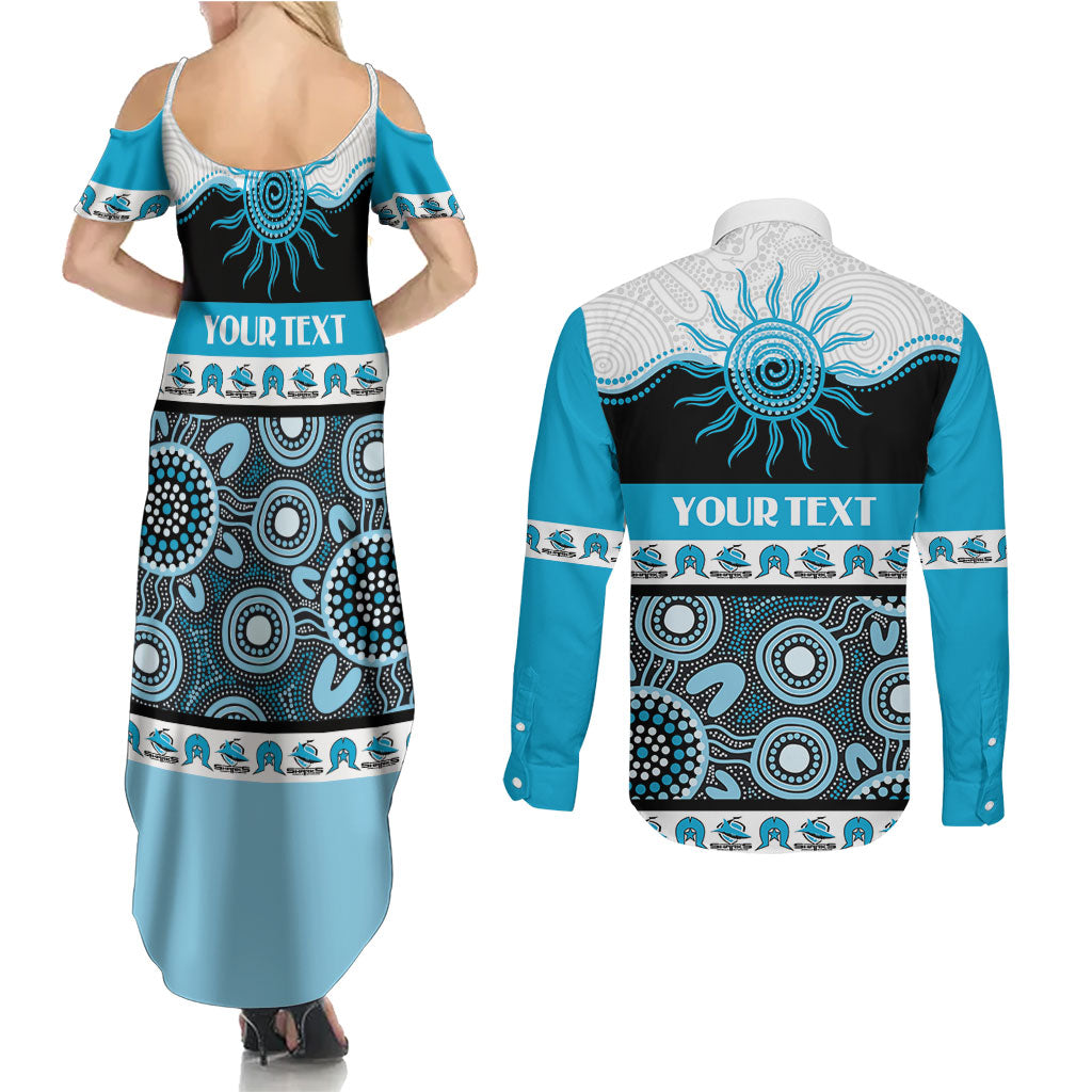 Sharks NAIDOC Week Personalised Couples Matching Summer Maxi Dress and Long Sleeve Button Shirt Aboriginal Torres Strait Islanders Vibe