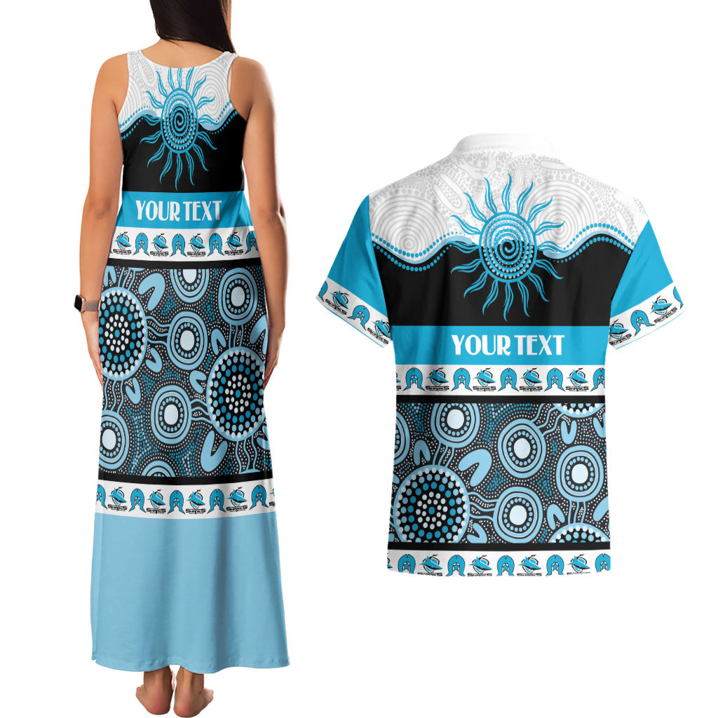 Sharks NAIDOC Week Personalised Couples Matching Tank Maxi Dress and Hawaiian Shirt Aboriginal Torres Strait Islanders Vibe
