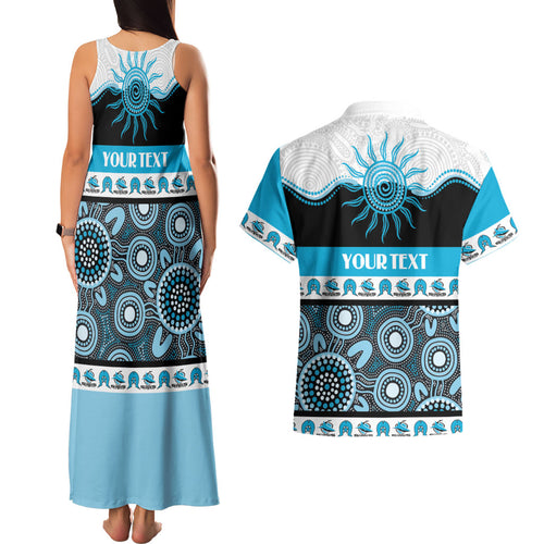 Sharks NAIDOC Week Personalised Couples Matching Tank Maxi Dress and Hawaiian Shirt Aboriginal Torres Strait Islanders Vibe