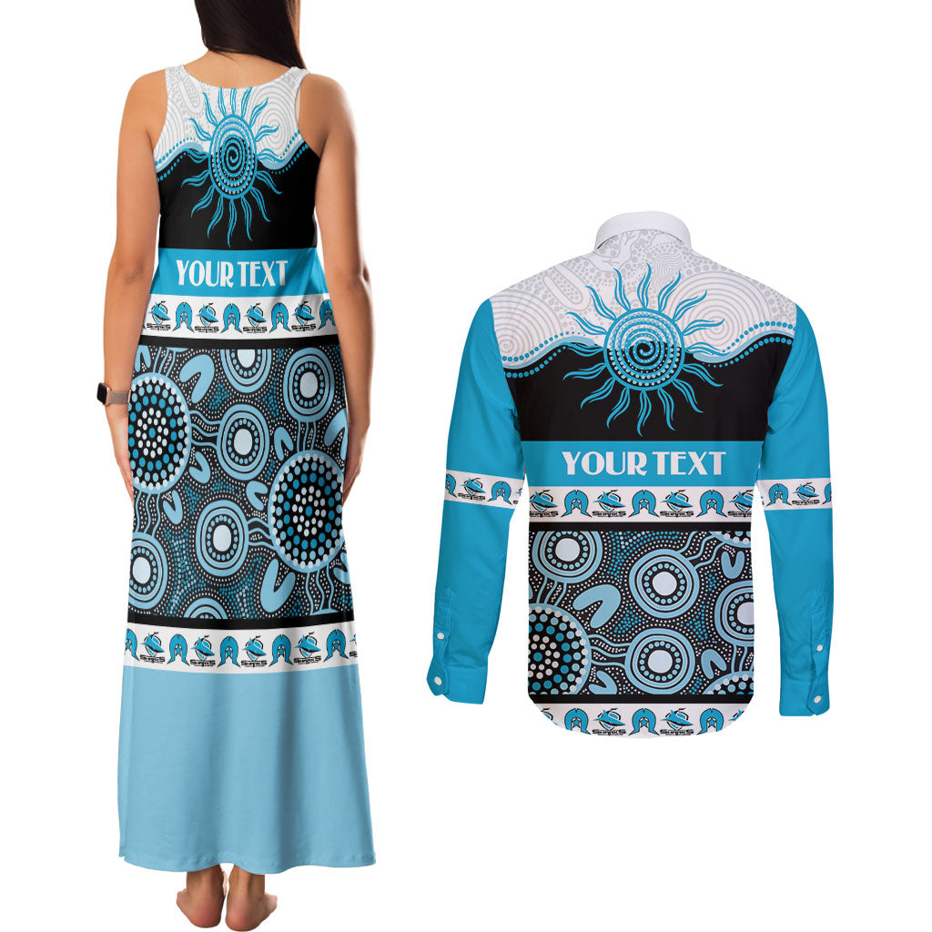 Sharks NAIDOC Week Personalised Couples Matching Tank Maxi Dress and Long Sleeve Button Shirt Aboriginal Torres Strait Islanders Vibe