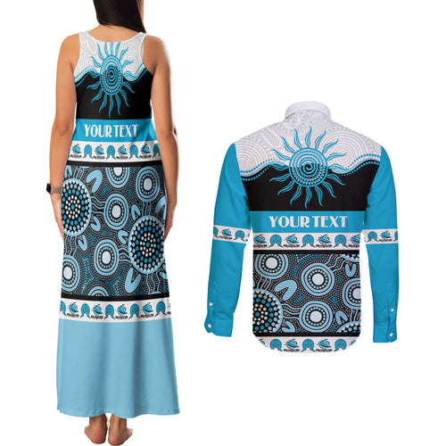 Sharks NAIDOC Week Personalised Couples Matching Tank Maxi Dress and Long Sleeve Button Shirt Aboriginal Torres Strait Islanders Vibe