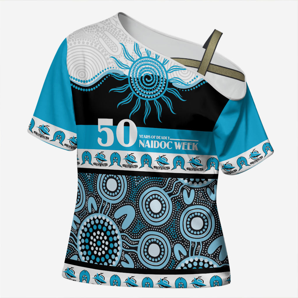 Sharks NAIDOC Week Personalised Cross Shoulder Shirt Aboriginal Torres Strait Islanders Vibe