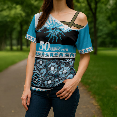 Sharks NAIDOC Week Personalised Cross Shoulder Shirt Aboriginal Torres Strait Islanders Vibe