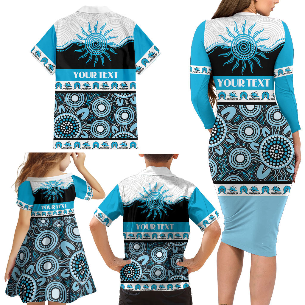 Sharks NAIDOC Week Personalised Family Matching Long Sleeve Bodycon Dress and Hawaiian Shirt Aboriginal Torres Strait Islanders Vibe