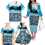 Sharks NAIDOC Week Personalised Family Matching Off The Shoulder Long Sleeve Dress and Hawaiian Shirt Aboriginal Torres Strait Islanders Vibe