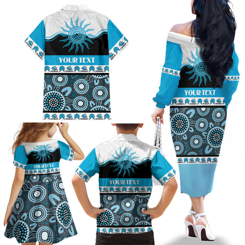 Sharks NAIDOC Week Personalised Family Matching Off The Shoulder Long Sleeve Dress and Hawaiian Shirt Aboriginal Torres Strait Islanders Vibe