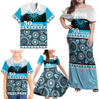 Sharks NAIDOC Week Personalised Family Matching Off Shoulder Maxi Dress and Hawaiian Shirt Aboriginal Torres Strait Islanders Vibe