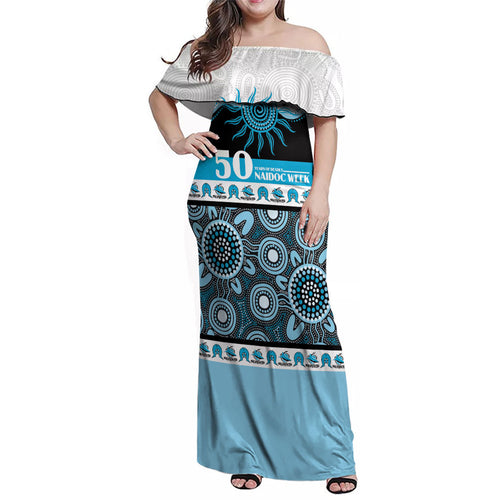 Sharks NAIDOC Week Personalised Family Matching Off Shoulder Maxi Dress and Hawaiian Shirt Aboriginal Torres Strait Islanders Vibe