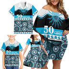 Sharks NAIDOC Week Personalised Family Matching Off Shoulder Short Dress and Hawaiian Shirt Aboriginal Torres Strait Islanders Vibe