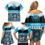 Sharks NAIDOC Week Personalised Family Matching Off Shoulder Short Dress and Hawaiian Shirt Aboriginal Torres Strait Islanders Vibe