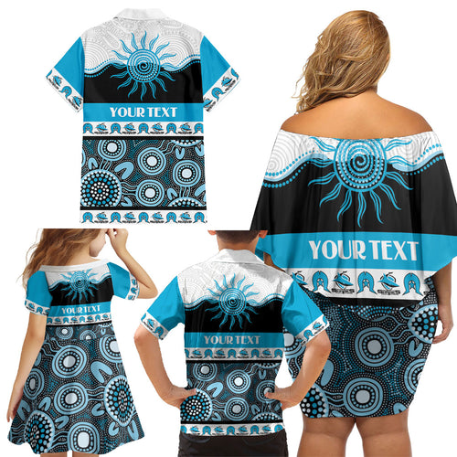 Sharks NAIDOC Week Personalised Family Matching Off Shoulder Short Dress and Hawaiian Shirt Aboriginal Torres Strait Islanders Vibe