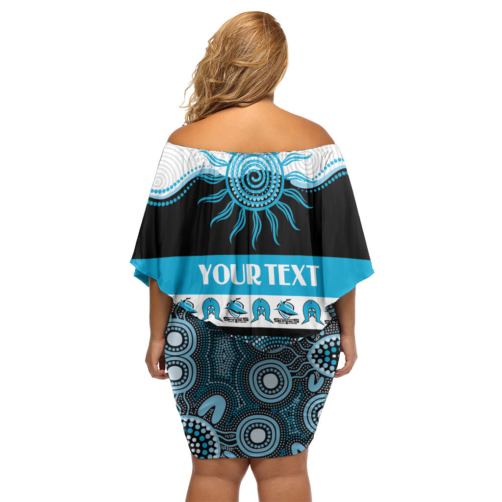 Sharks NAIDOC Week Personalised Family Matching Off Shoulder Short Dress and Hawaiian Shirt Aboriginal Torres Strait Islanders Vibe