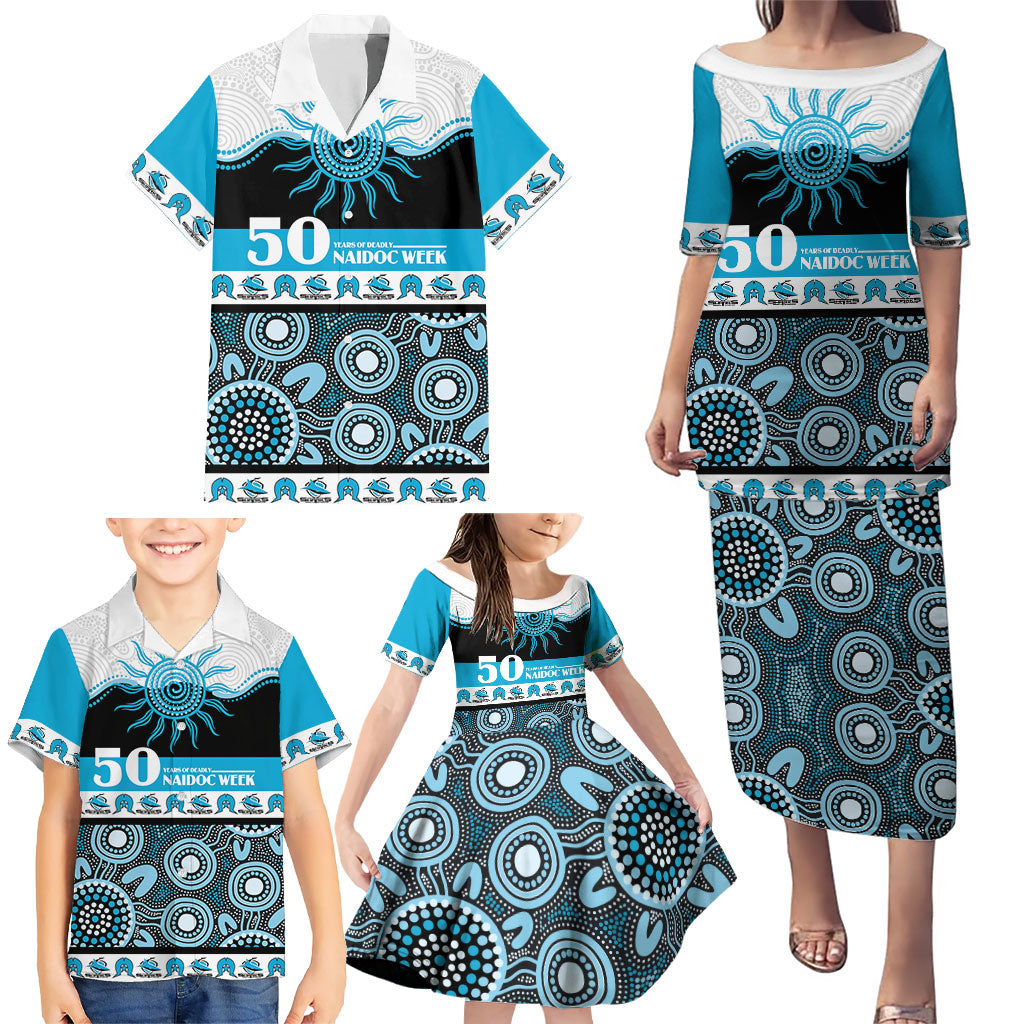 Sharks NAIDOC Week Personalised Family Matching Puletasi and Hawaiian Shirt Aboriginal Torres Strait Islanders Vibe