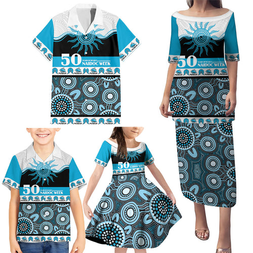 Sharks NAIDOC Week Personalised Family Matching Puletasi and Hawaiian Shirt Aboriginal Torres Strait Islanders Vibe