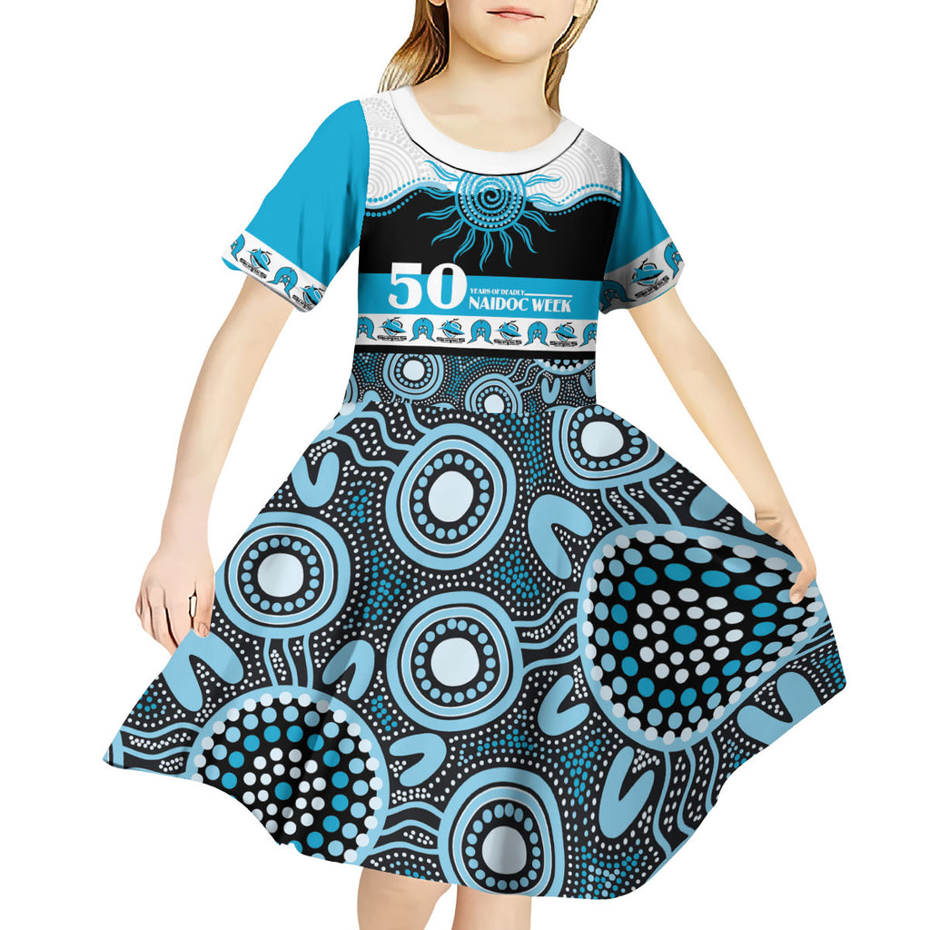 Sharks NAIDOC Week Personalised Kid Short Sleeve Dress Aboriginal Torres Strait Islanders Vibe