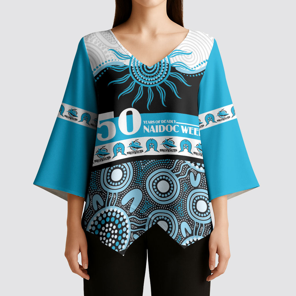 Sharks NAIDOC Week Personalised Kimono Sleeve Blouse Aboriginal Torres Strait Islanders Vibe