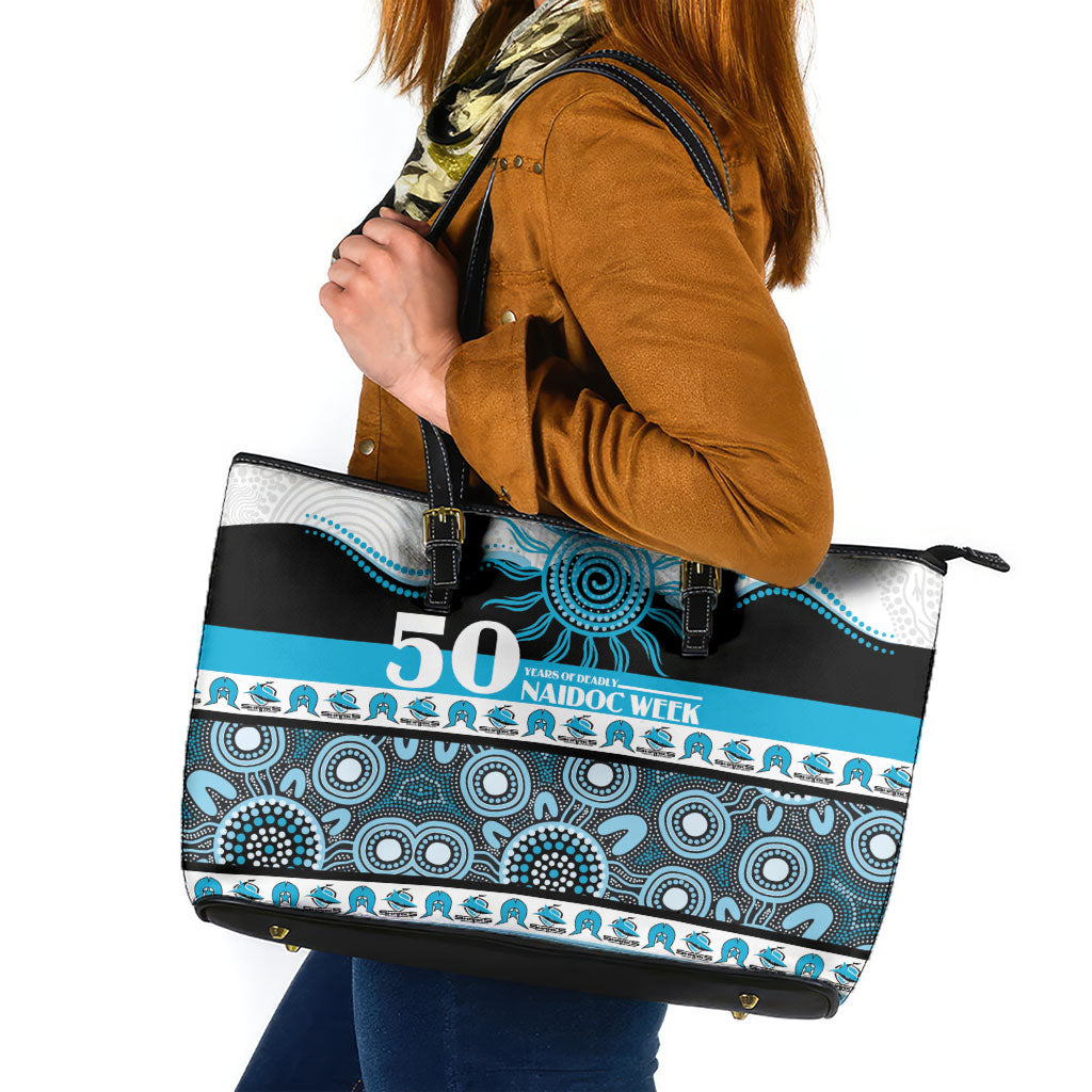 Sharks NAIDOC Week Leather Tote Bag Aboriginal Torres Strait Islanders Vibe