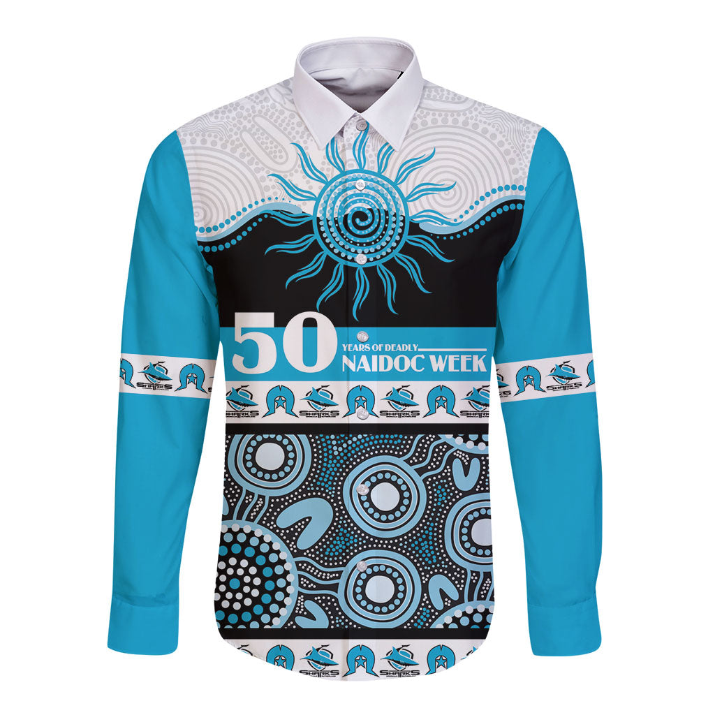 Sharks NAIDOC Week Personalised Long Sleeve Button Shirt Aboriginal Torres Strait Islanders Vibe