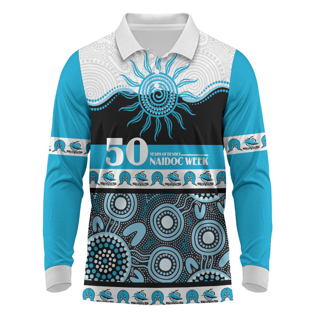 Sharks NAIDOC Week Personalised Long Sleeve Polo Shirt Aboriginal Torres Strait Islanders Vibe