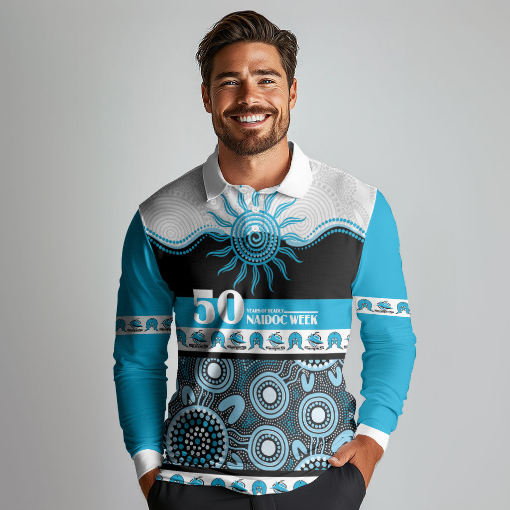Sharks NAIDOC Week Personalised Long Sleeve Polo Shirt Aboriginal Torres Strait Islanders Vibe
