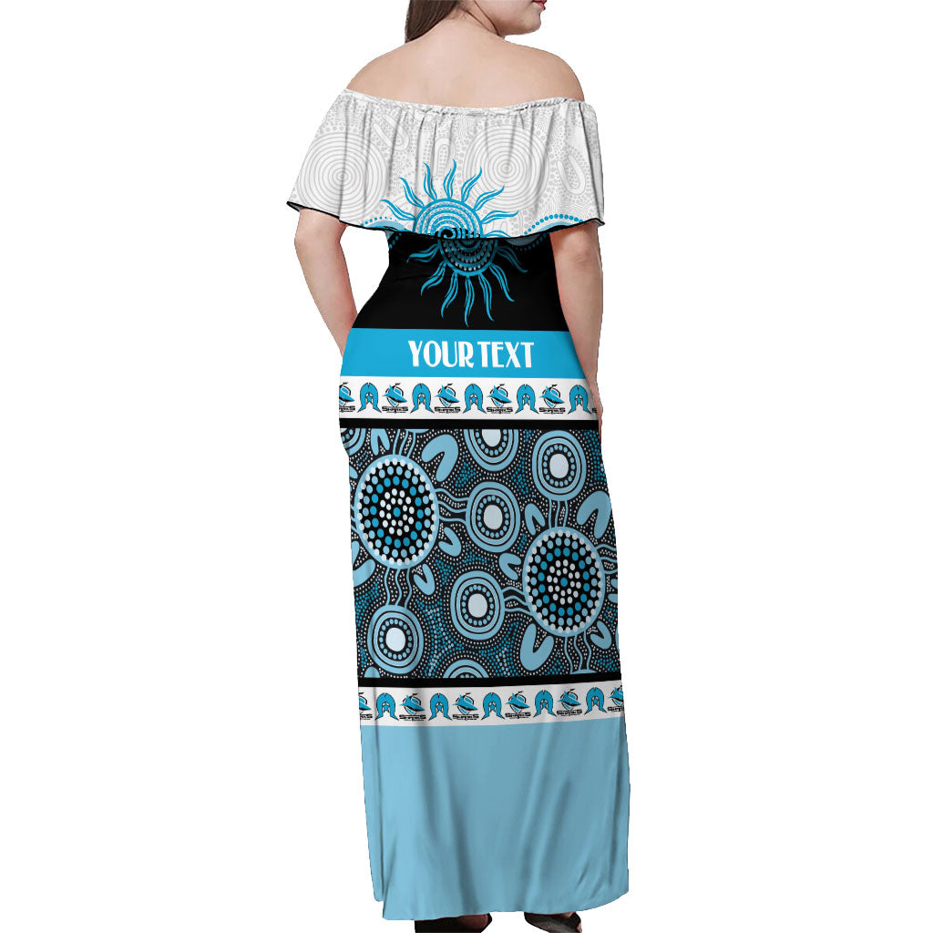 Sharks NAIDOC Week Personalised Off Shoulder Maxi Dress Aboriginal Torres Strait Islanders Vibe
