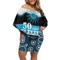 Sharks NAIDOC Week Personalised Off Shoulder Short Dress Aboriginal Torres Strait Islanders Vibe