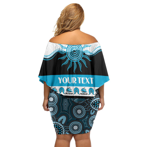 Sharks NAIDOC Week Personalised Off Shoulder Short Dress Aboriginal Torres Strait Islanders Vibe