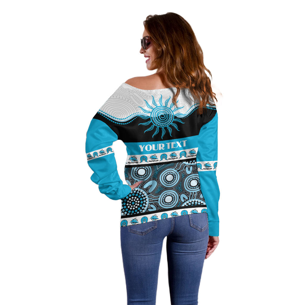 Sharks NAIDOC Week Personalised Off Shoulder Sweater Aboriginal Torres Strait Islanders Vibe