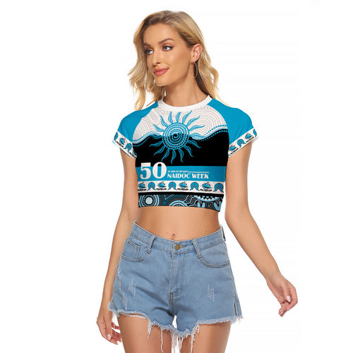 Sharks NAIDOC Week Personalised Raglan Cropped T Shirt Aboriginal Torres Strait Islanders Vibe