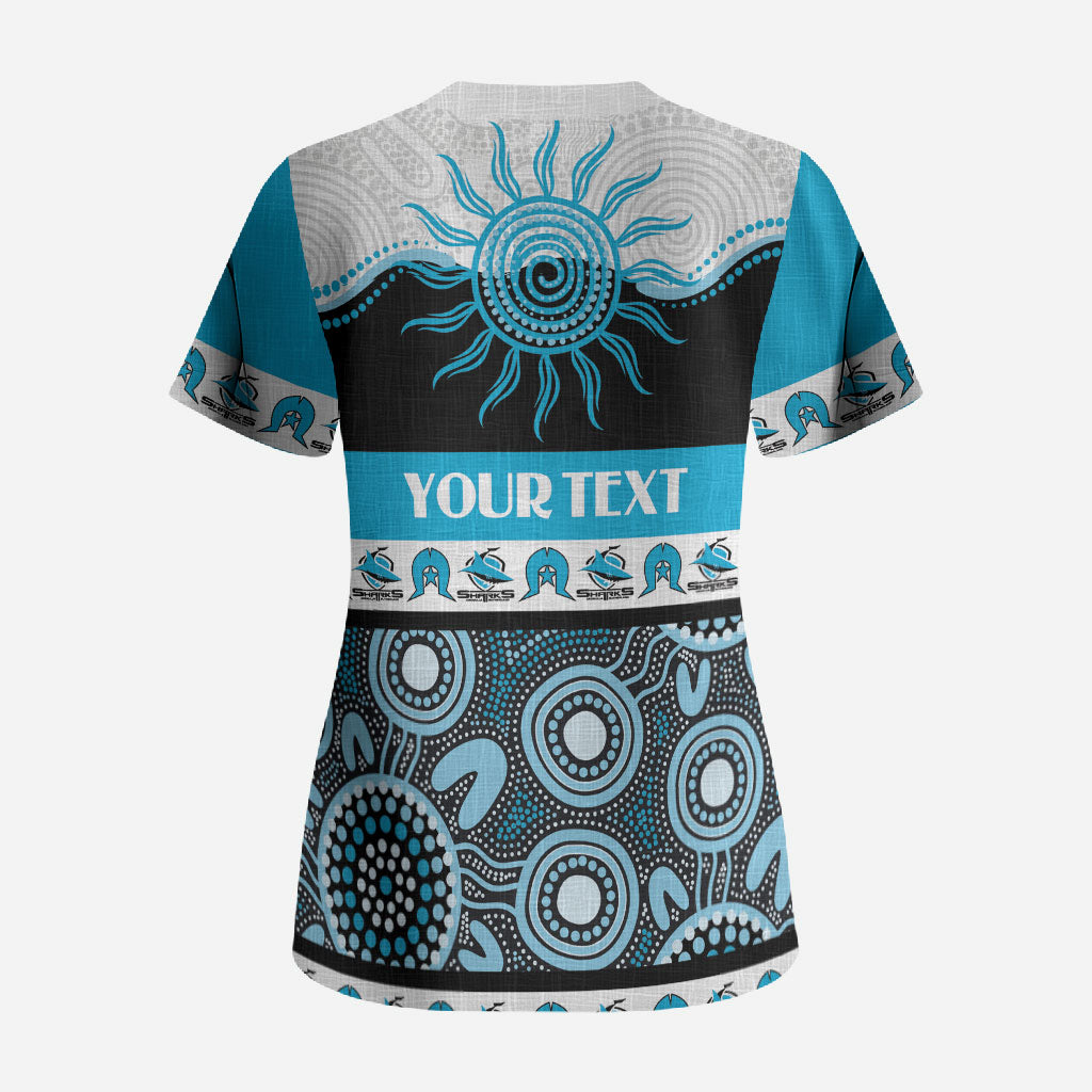 Sharks NAIDOC Week Personalised Scrub Top Aboriginal Torres Strait Islanders Vibe