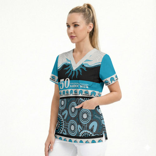 Sharks NAIDOC Week Personalised Scrub Top Aboriginal Torres Strait Islanders Vibe