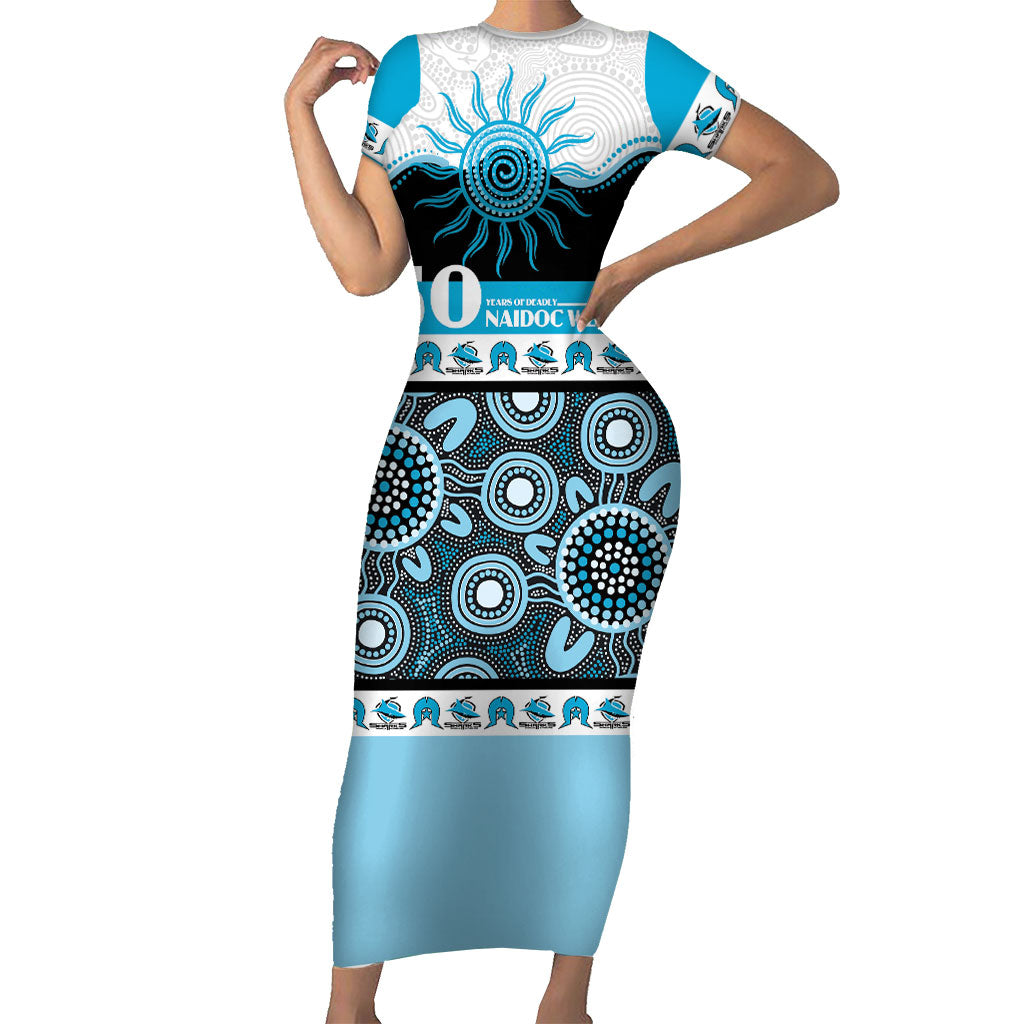 Sharks NAIDOC Week Personalised Short Sleeve Bodycon Dress Aboriginal Torres Strait Islanders Vibe