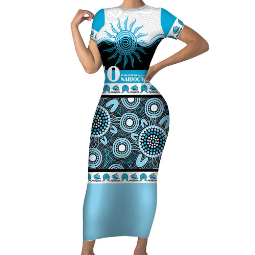 Sharks NAIDOC Week Personalised Short Sleeve Bodycon Dress Aboriginal Torres Strait Islanders Vibe