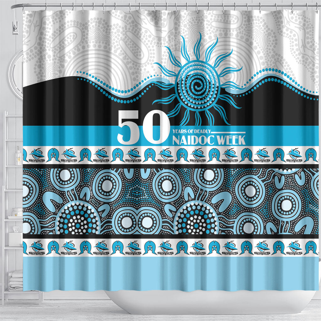 Sharks NAIDOC Week Shower Curtain Aboriginal Torres Strait Islanders Vibe