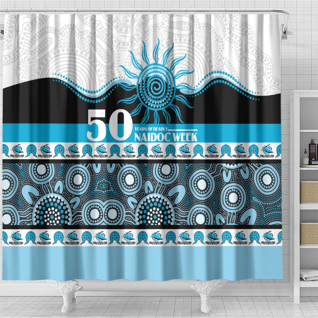 Sharks NAIDOC Week Shower Curtain Aboriginal Torres Strait Islanders Vibe