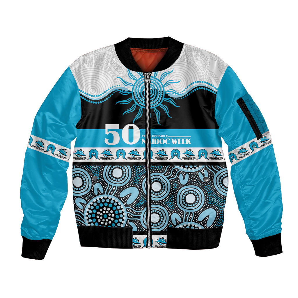 Sharks NAIDOC Week Personalised Sleeve Zip Bomber Jacket Aboriginal Torres Strait Islanders Vibe