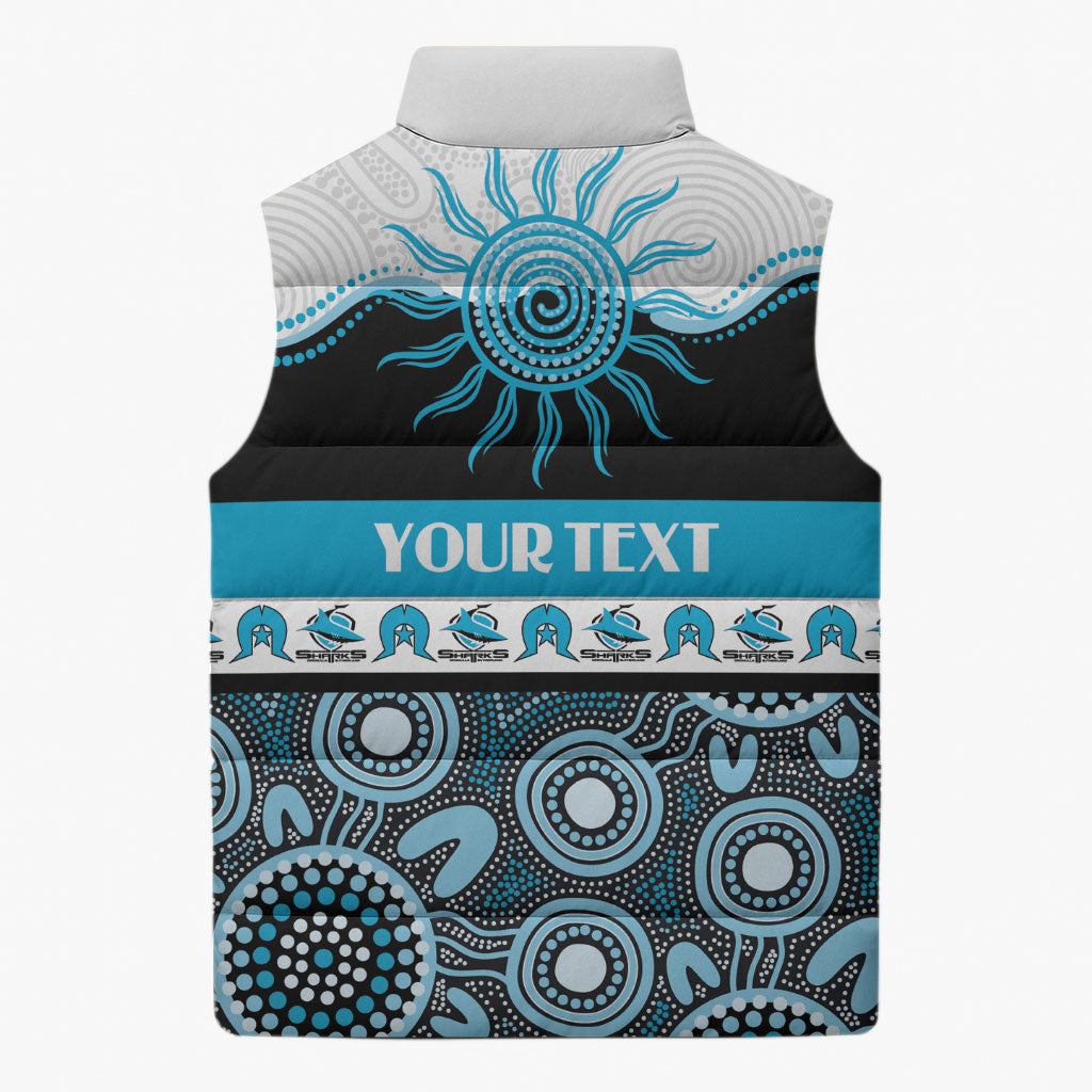 Sharks NAIDOC Week Personalised Sleeveless Puffer Jacket Aboriginal Torres Strait Islanders Vibe