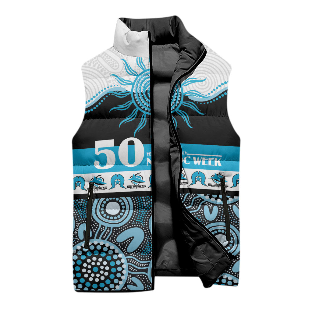 Sharks NAIDOC Week Personalised Sleeveless Puffer Jacket Aboriginal Torres Strait Islanders Vibe
