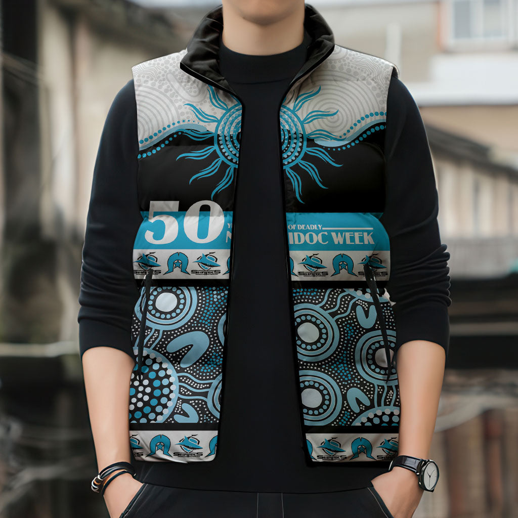 Sharks NAIDOC Week Personalised Sleeveless Puffer Jacket Aboriginal Torres Strait Islanders Vibe