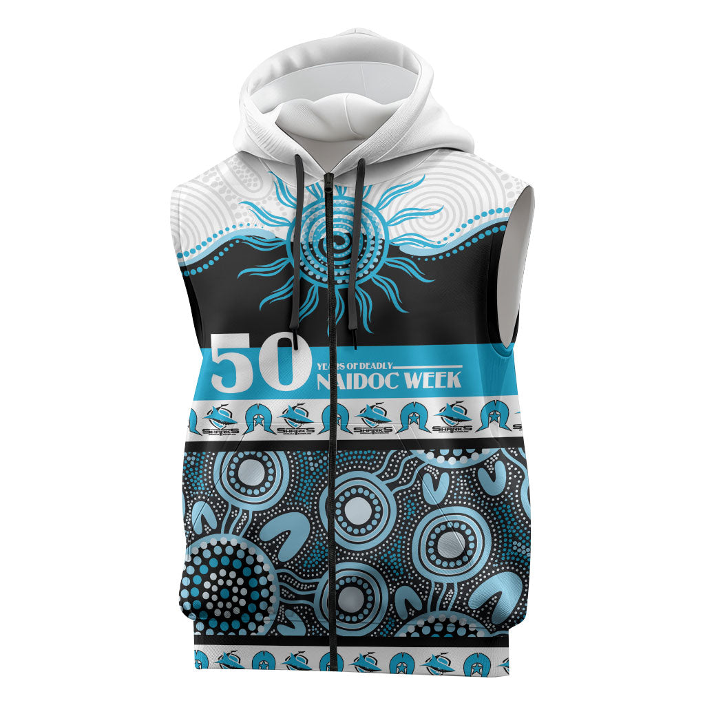 Sharks NAIDOC Week Personalised Sleeveless Zip Hoodie Aboriginal Torres Strait Islanders Vibe