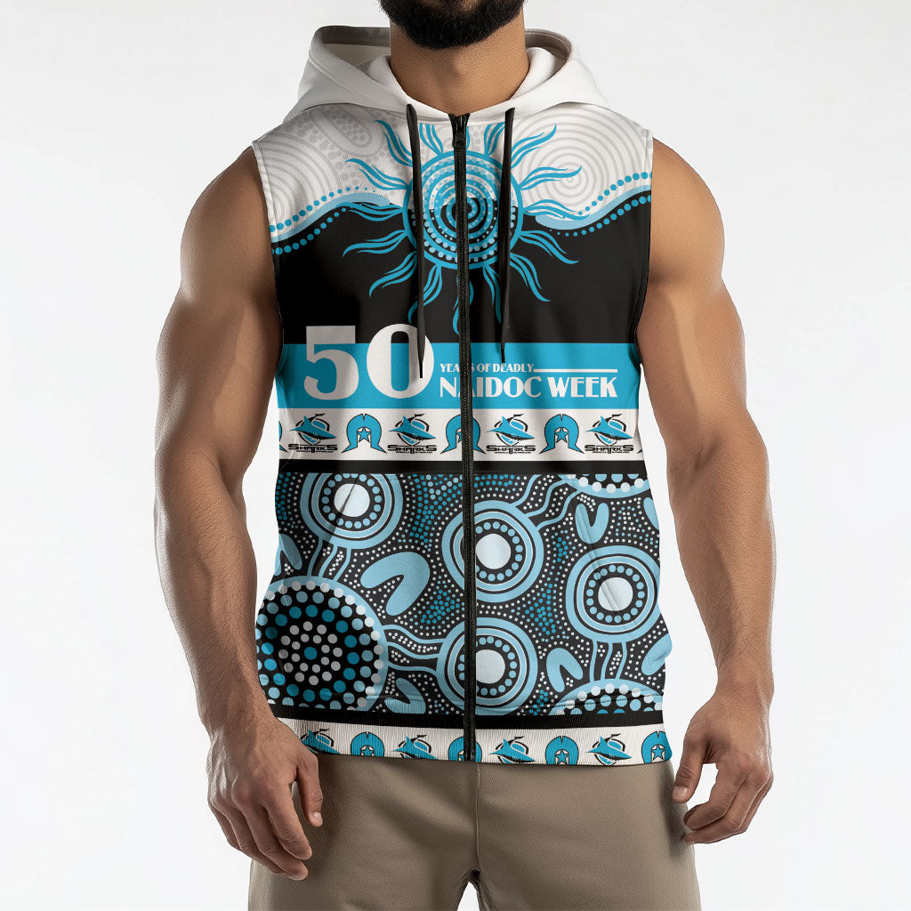 Sharks NAIDOC Week Personalised Sleeveless Zip Hoodie Aboriginal Torres Strait Islanders Vibe